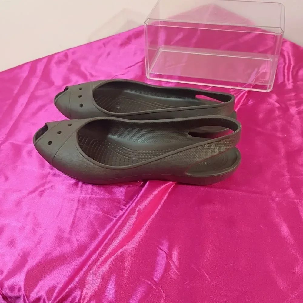 CROCS Women’s Brown Slingback Peep-Toe Sandals